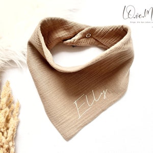 Muslin neckerchief for dogs 100% cotton Oeko-Tex 100 personalized / with name / double name various sizes Camel