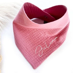 Personalisiertes Hunde Halstuch Aus Weichem Musselin - 100% Baumwolle In 3 Größen Mit Namen