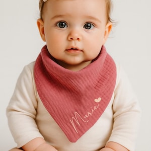 Baby Halstuch personalisiert, Musselin | mit Namen | Baby Dreieckstuch | Lätzchen | Geschenk zur Geburt oder Taufe | Spucktuch mit Name |