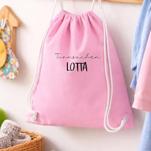 Sporttas met naam – stoffen tas met opdruk voor wisselkleding / sportkleding / vuile was – kleuter & school – personaliseerbaar