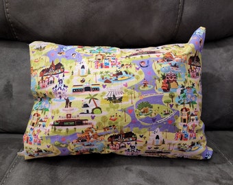 Disney Park Map Inspired Throw Pillow