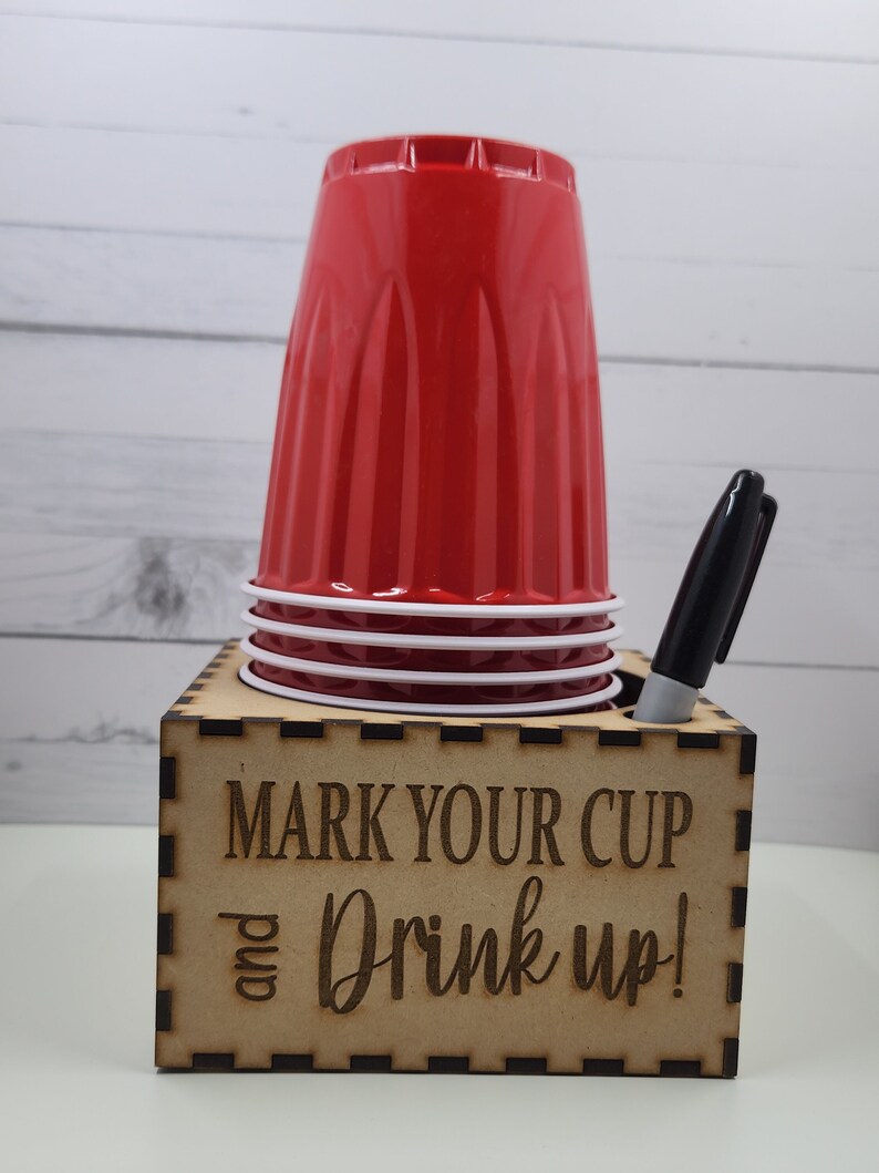 Laser Engraved Party Cup and Marker Holder Etsy