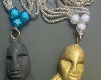 Ileke Esu Eleke Eshu with wooden statue pendant Eshu beads Esu necklace