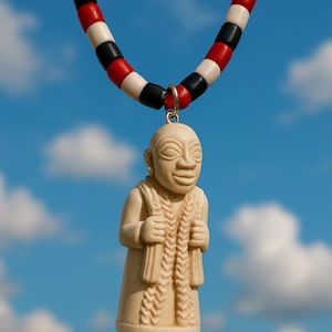 Unique Luxuriously Customized One Of A Kind Ileke Esu Aje  with hand carved bone ESU Pendant beads Esu Aje necklace