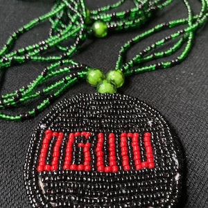 32 inches Ileke OGUN Eleke Ogun  Ogun beads Ogum  necklace Pendant