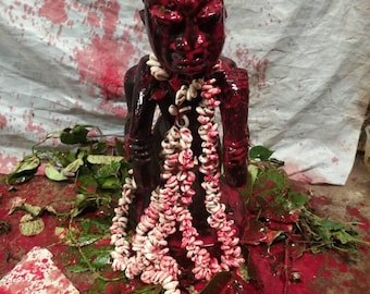 11 Zoll hohe authentische traditionelle Yoruba 100 Kauri Muscheln Ere Esu Aje spirituelle Statue