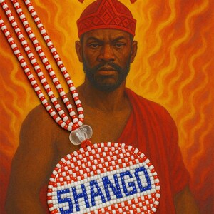 32 inch luxurious extra shinny Gold/Yellow Ileke Sango Eleke Shango beads Shango necklace Pendant