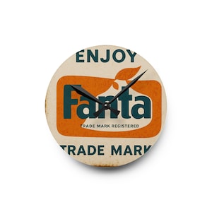 Vintage Fanta Acrylic Wall Clock, Retro Home Decor, Kitchen Timepiece, Gift for Soda Lovers, Unique Wall Art