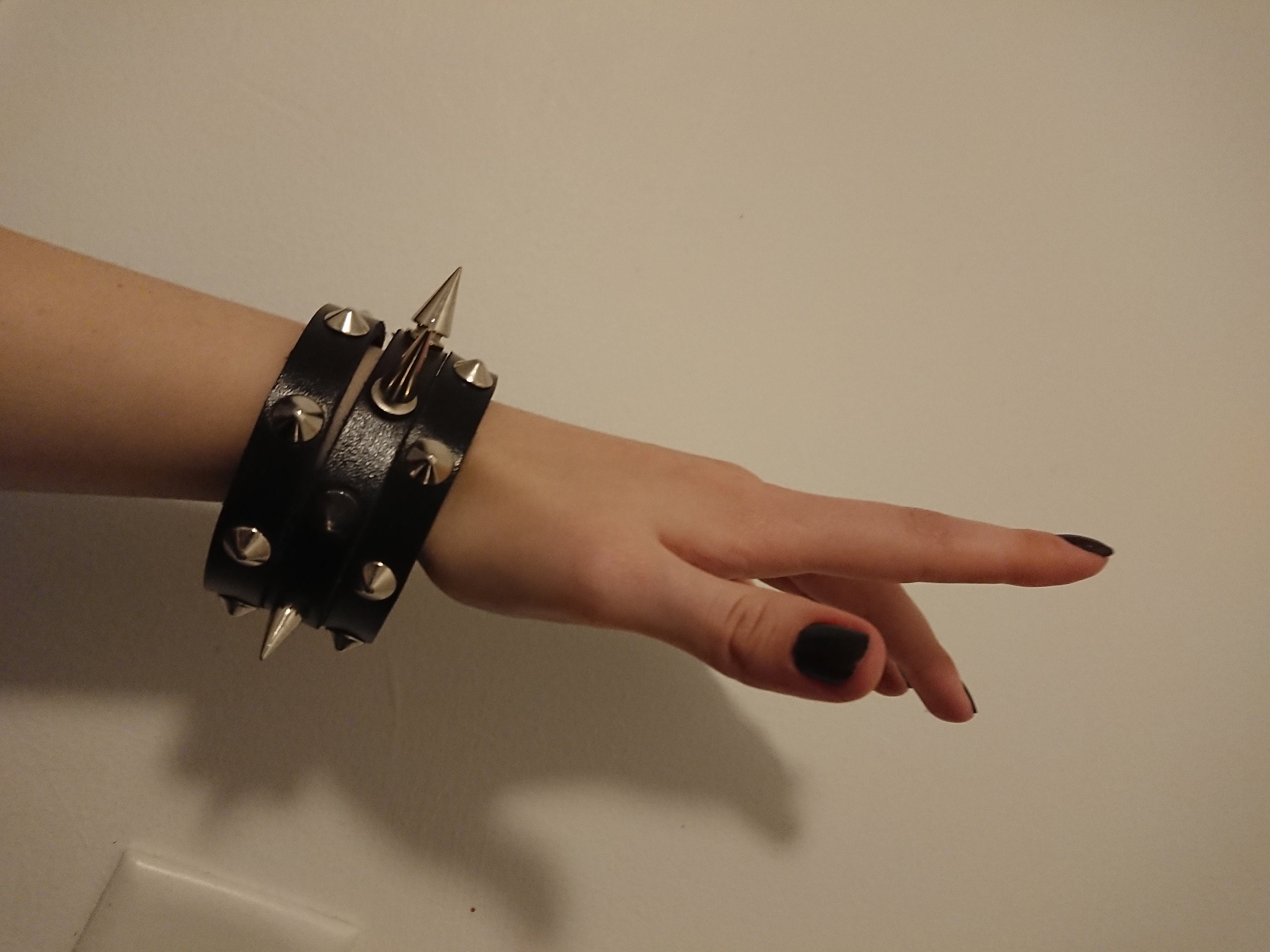 in Etsy Wrist Unisex Goth Black Emo Pair Bracelets, Spikes - Alternative Punk Spiked Cuffs, of Leather Metal Gothic One 3