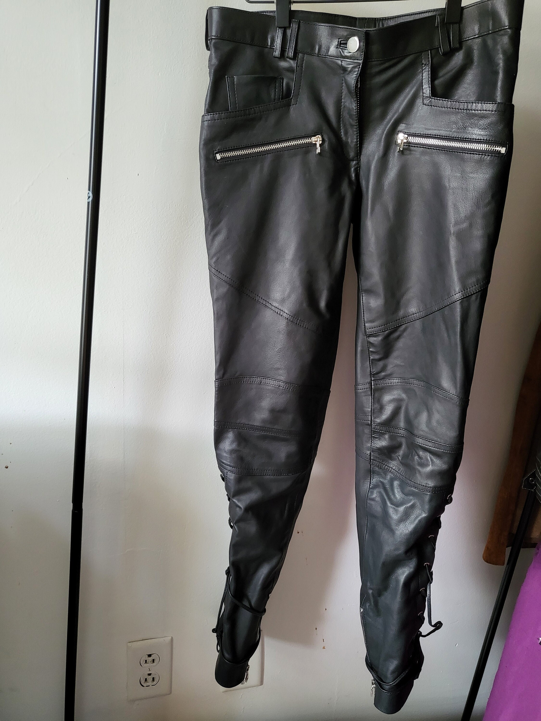 Zara Brown Leather Biker Pants Zara Basic Leather Pants Zara