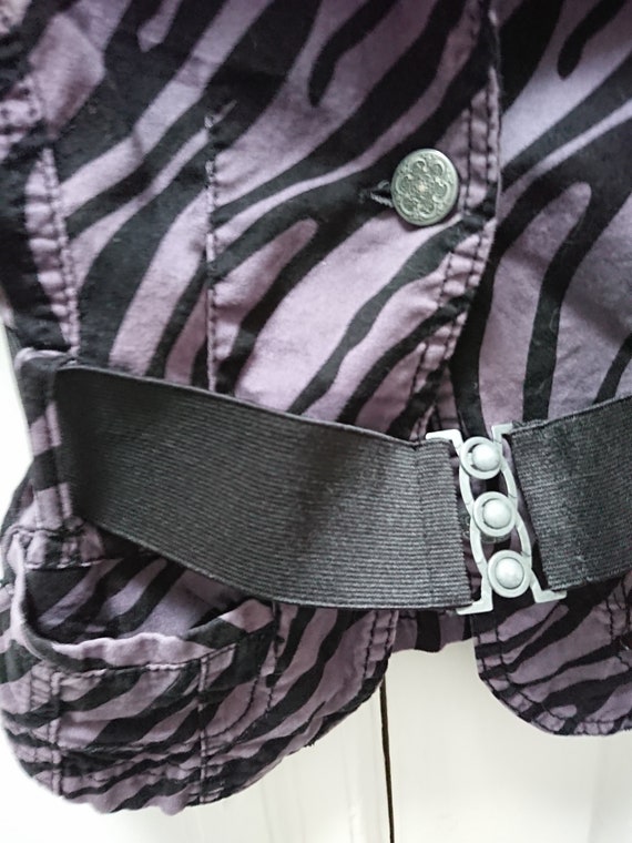 Small ladies short sleeve blouse purple zebra pri… - image 2