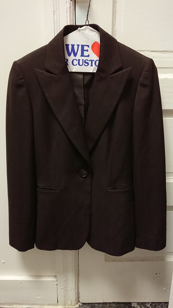 Small dark brown peaked lapel suit jacket ladies s