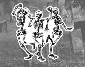 Dancing Skeletons Sticker: Halloween Decal, Laptop/Water Bottle Sticker