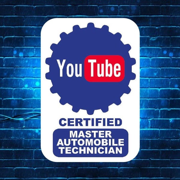 YouTube Certified Master Automobile Technician/ YouTube Sticker/ youtube certified/ youtube/Mechanic/ I fix cars