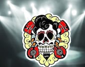 dead elvis sugar skull sticker dia de las muertos lap top sticker water bottle sticker
