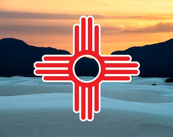 Adesivo com o símbolo do sol de Zia: decalque da bandeira do Novo México