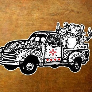Sugar Skull, Day of Dead Truck-Sugar Skull Truck- Sugar Skull Sticker- Aufkleber - Laptop Sticker - Dia de los Muertos Sticker-Tag der Toten