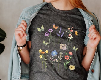 Boho Wildflower Shirt: Bohemian Floral Tee for Women