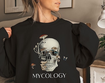 Mushroom Skull Sweatshirt: Fungi Mycology Crewneck