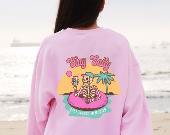 Bleiben Sie salziges Skeleton Beach Sweatshirt: Sommer-Pullover mit Rundhalsausschnitt