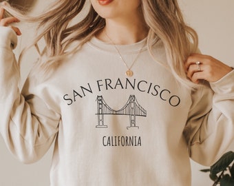 San Francisco Sweatshirt: Minimalist Golden Gate Bridge, California Souvenir