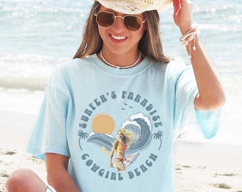 Cowgirl Beach T-Shirt: Retro 70s Summer Comfort Colors Tee