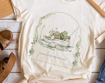 Cottage Core Vintage Book Lovers Frog and Toad Gift for Her Readers Gift Graphic Tee Gift for Friend Teahers Gift Classic Readers Gift Tee