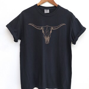 Women's Wild Soul Bleached T-Shirt - Vintage Western Cow Skull Print, Boho Rodeo Tee | Cotton Blend Retro Graphic Top