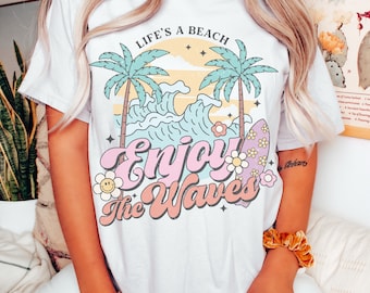 Comfort Colors Retro Beach T-Shirt: Boho Coastal Tee