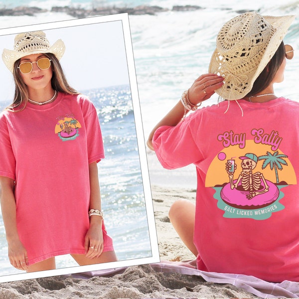 Retro Skeleton Beach Shirt: Comfort Colors Oversized Tee