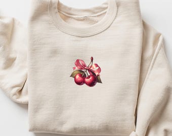Coquette Cherry Sweatshirt: Feminine Crewneck Pullover