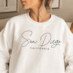 San Diego Sweatshirt: Minimalist Script, California Travel Gift
