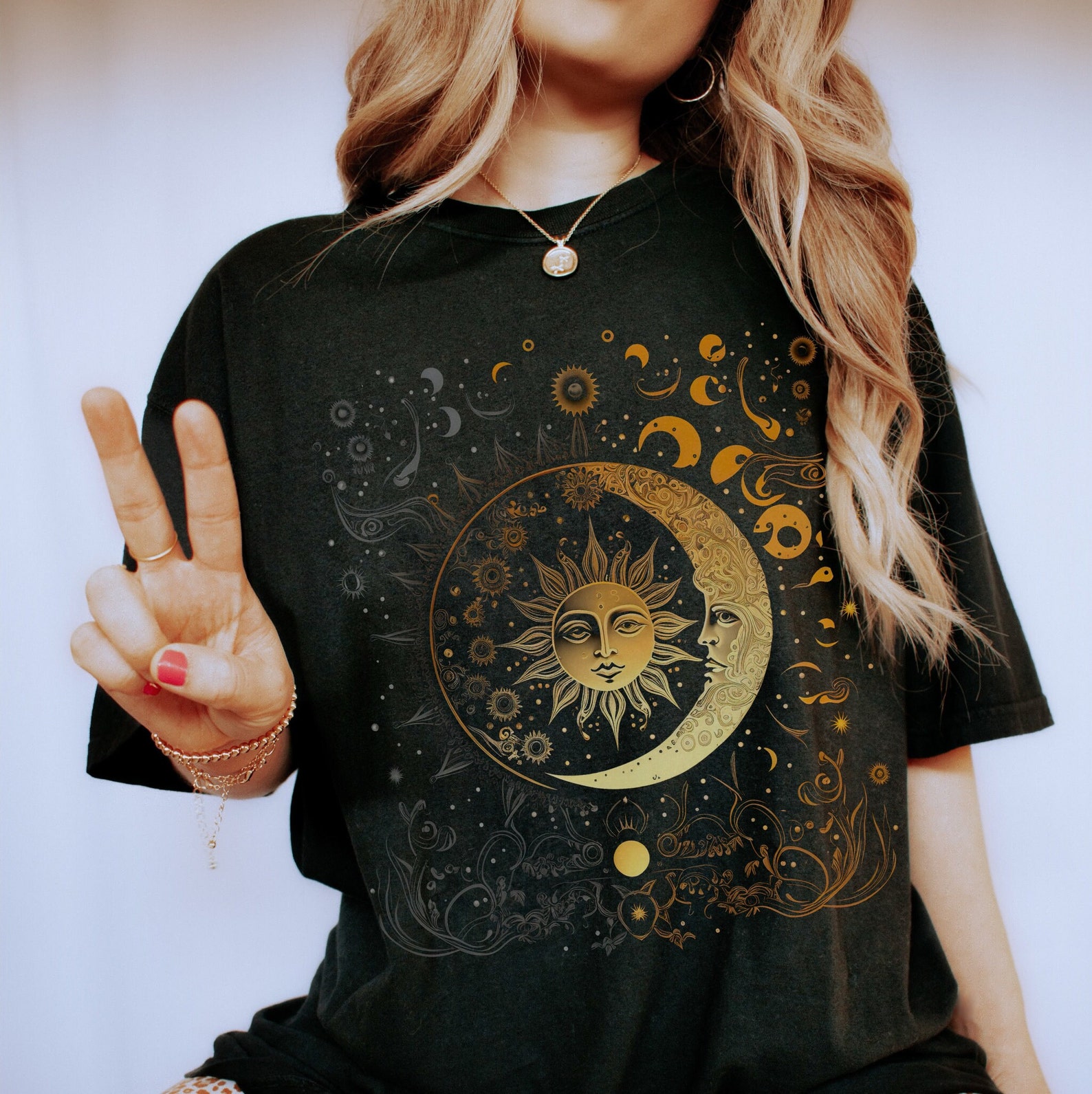 Boho Celestial Shirt Moon and Sun Graphic Tee Nightsky Shirt - Etsy