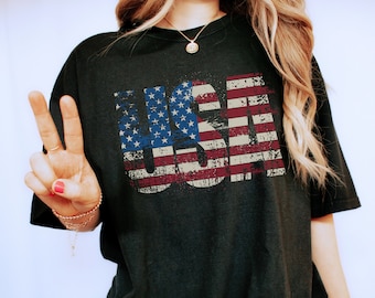 Vintage USA Flag T-Shirt: Patriotic Comfort Colors Tee