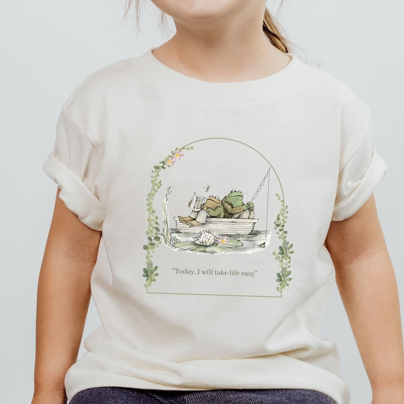Vintageinspirerad Groda & Padda T-shirt för småbarn: Present till bokälskare bild 3