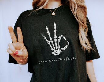 Skeleton Hand Comfort Colors Shirt: Trendy Halloween Graphic Tee