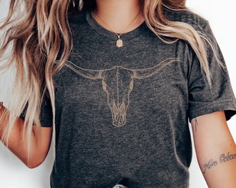 Cow Skull Graphic Tee: Western Cowgirl Shirt