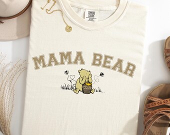 Mama Bear Pooh Graphic Tee, Comfort Colors Mom Shirt