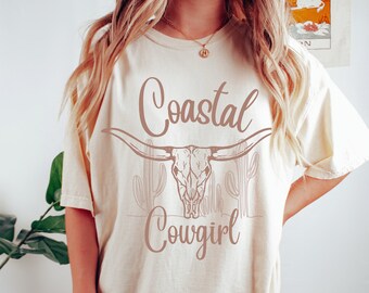 Coastal Cowgirl Summer Tshirt Comfort Colors Shirt Oversized Shirt Beach Shirt Retro Shirt Cowgirl Summer Trendy Boho Beach T-shirt Summer