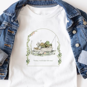 Vintageinspirerad Groda & Padda T-shirt för småbarn: Present till bokälskare White