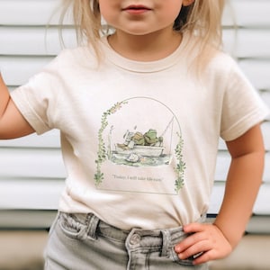 Vintageinspirerad Groda & Padda T-shirt för småbarn: Present till bokälskare Natural