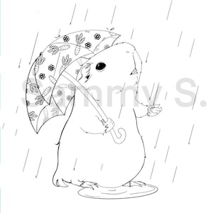 Single Digital Guinea Pig Coloring Page Download