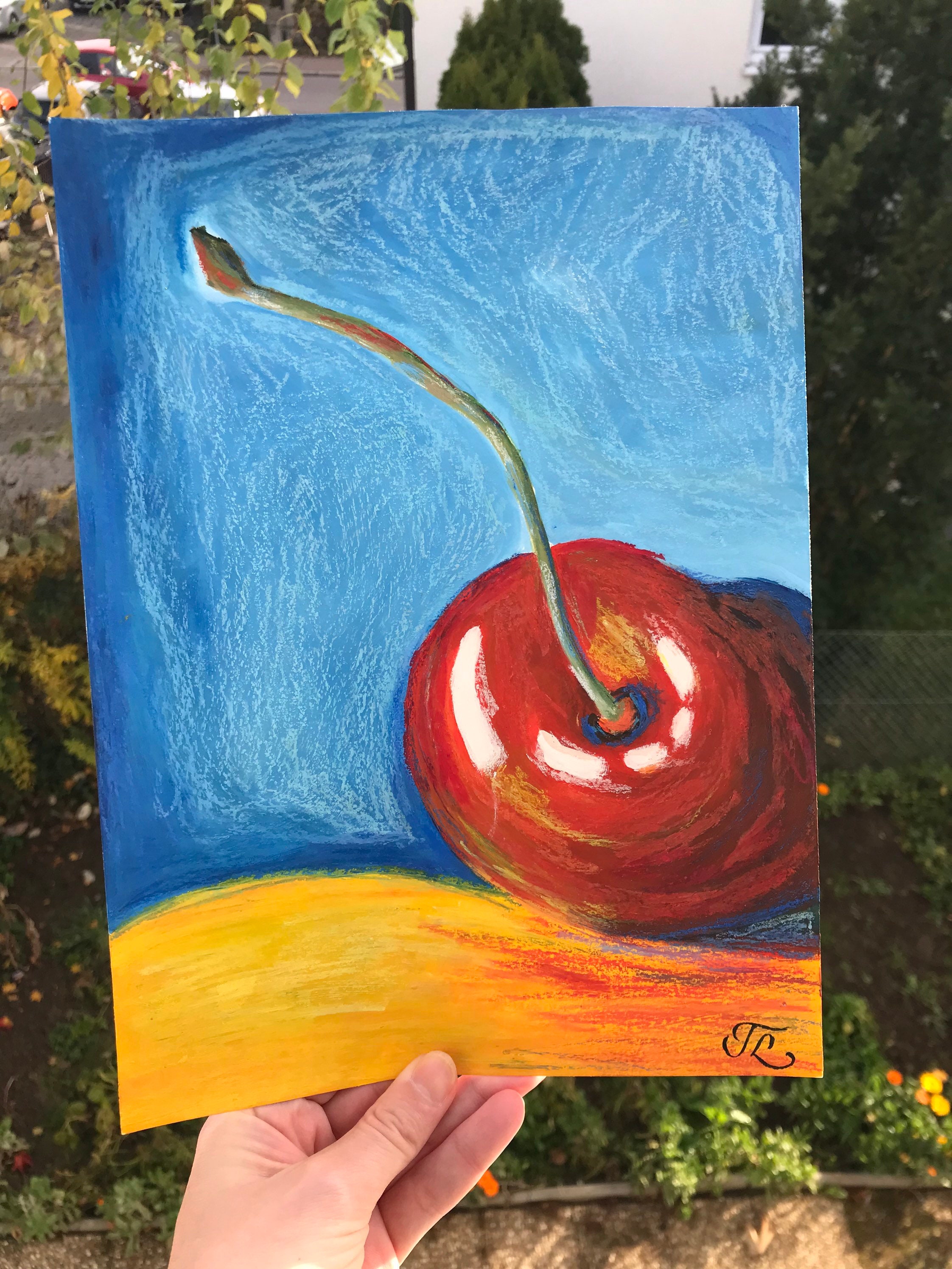 Gouache and Oil Pastels Painting Original Cherry Fruits Etsy