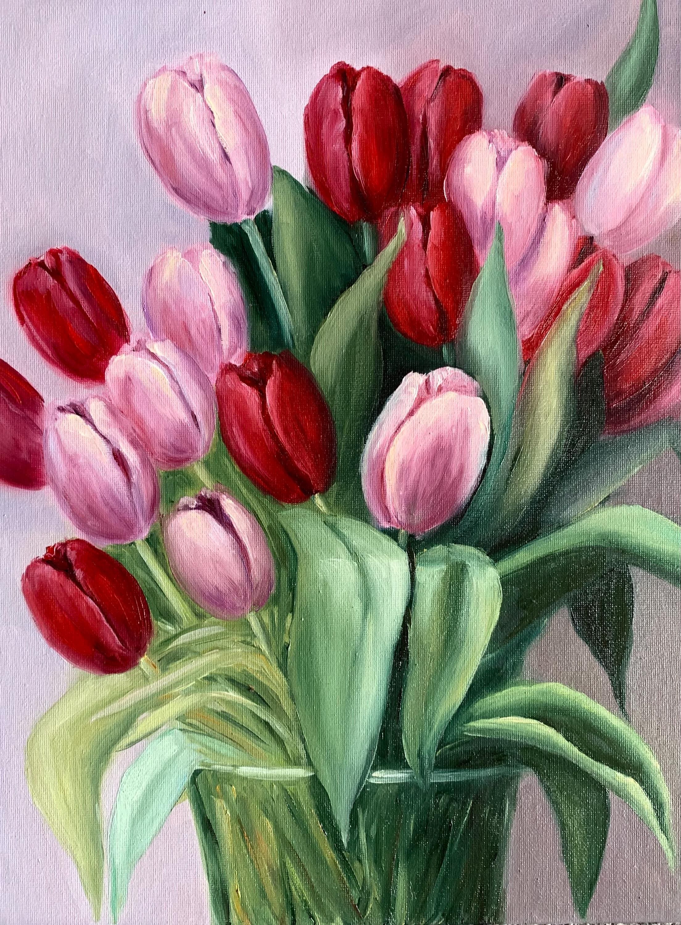 Tulip Bouquet Oil Painting | Still Life Floral Home Decor - Etsy