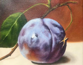 Oil painting original | oil painting | plum| oil painted plum | fruits | handmade | handcrafted gift | home accessories | kitchen decor