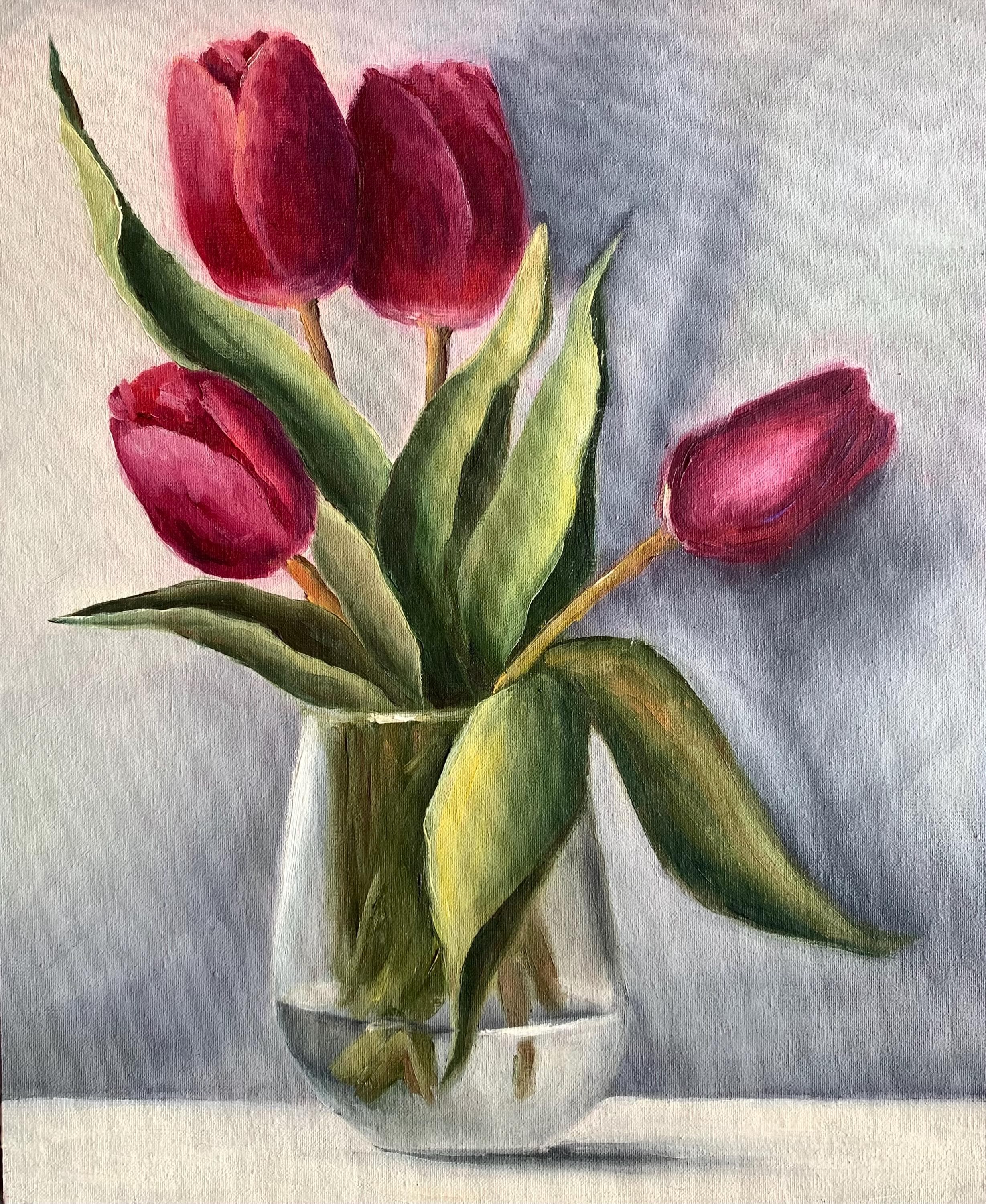 Original Red Tulips Oil Painting | Floral Still Life Art - Etsy