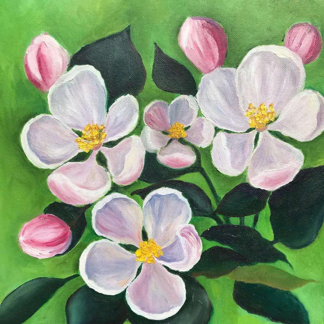 Original Apple Blossom Oil Painting | Spring Floral Artwork - Etsy