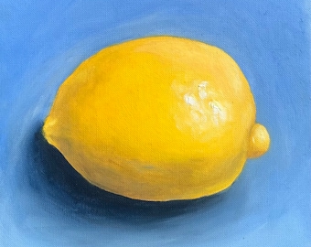 Peinture à l'huile | citron | agrumes peints à l'huile | fruits | fruits jaunes | accessoires de maison | décoration intérieure | oeuvre d'art | fait main | oeuvres d'art|