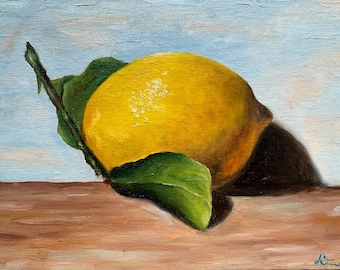 Origineel citroenolieverfschilderij | Stilleven met citrusvruchten