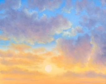 Oil painting original | clouds | sky | summer sky | nature | oil painting | sunset | blue sky| home accessories | home decor|